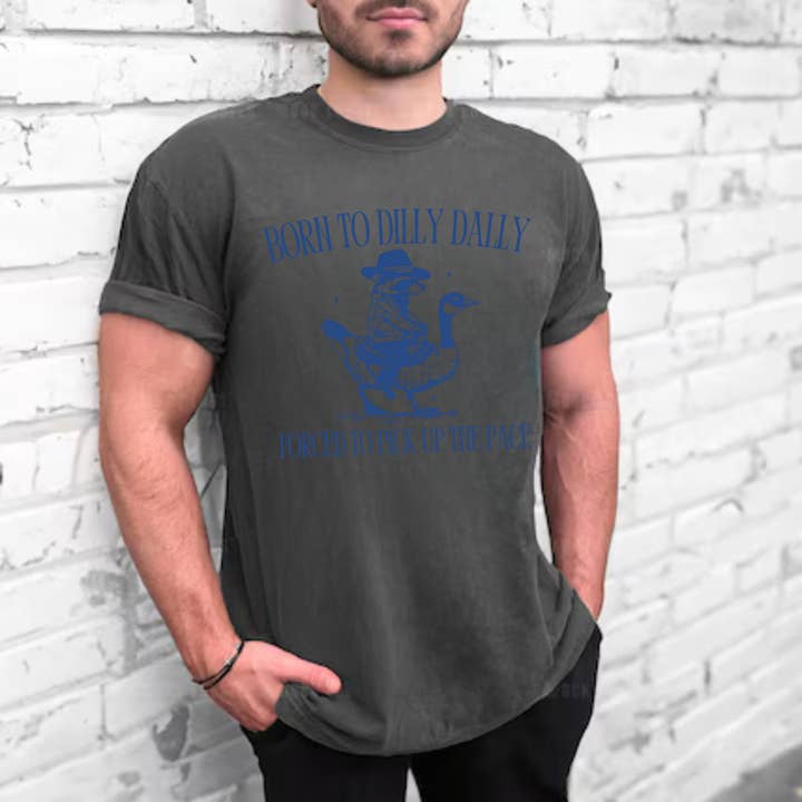 Clover + Cotton Co - Wholesale Screen Printed T-Shirt - Unisex - Over Print | Born To Dilly Dally Tees3