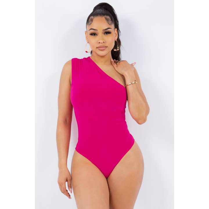 Body foderato monospalla arricciato J7189 per la vendita all'ingrosso da parte di Uptown Apparel