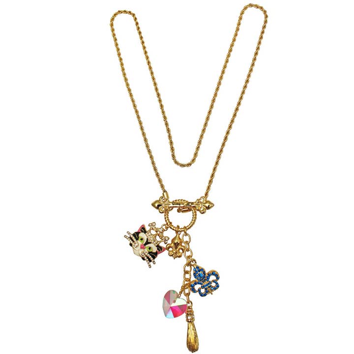 Princess svart katt Multi Charm halsband för kvinnor (Goldtone) för wholesale av Ritzy Couture by Esme Hecht