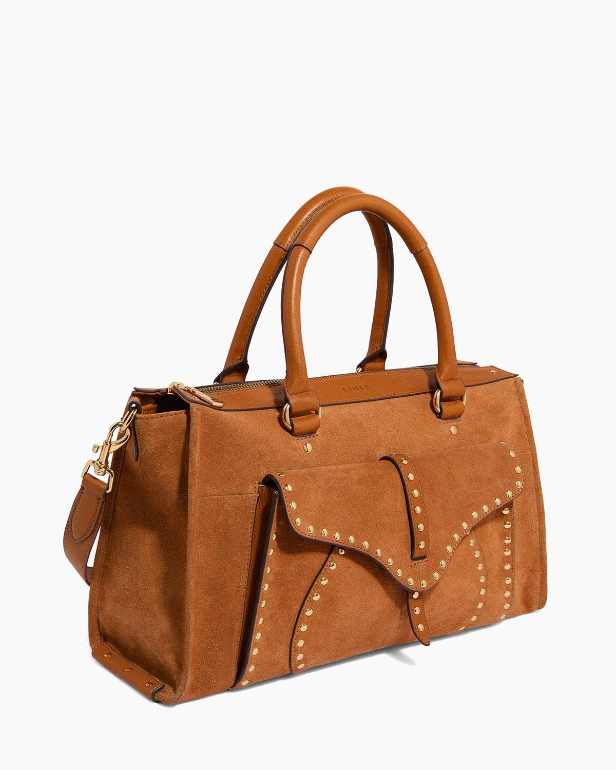 Rustic Caramel Suede Amour Satchel for wholesale on Faire3
