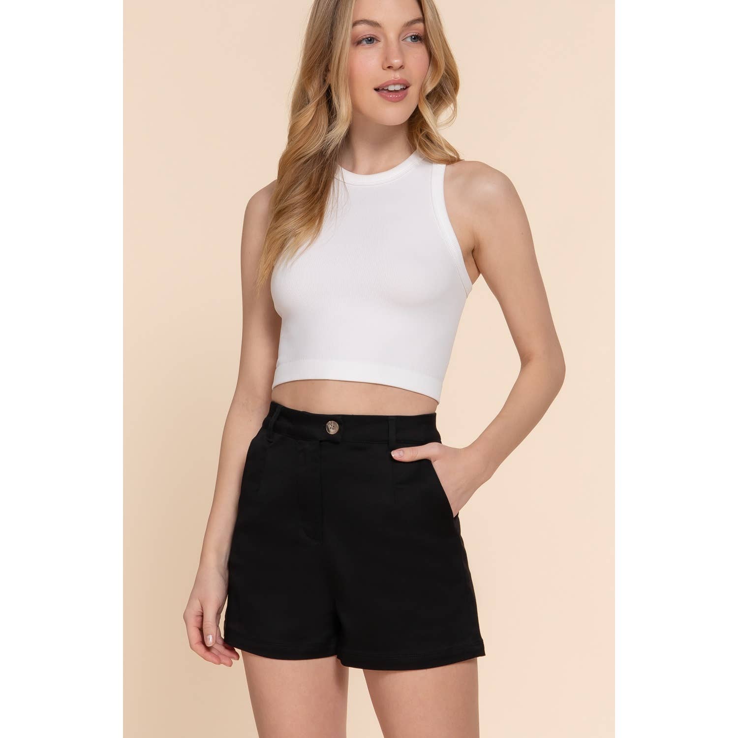 Apolline - Wholesale Shorts - Women's - HIGH WAIST SIDE POCKET STRETCH SHORTS0
