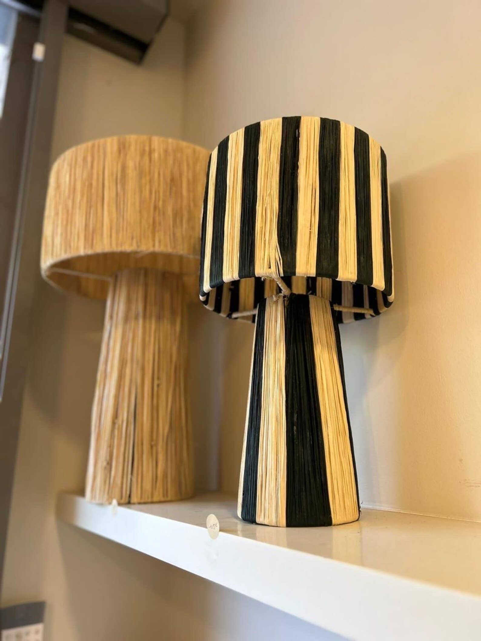 HandHappiness - Wholesale Lamp Shade - Natural And Black Raffia Lamp, Thin Raffia Lampshade.4