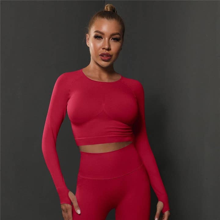 FurDecoration - Wholesale Athletic top – Women′s - Solid Color Sports Compression Long Sleeve T-Shirt4