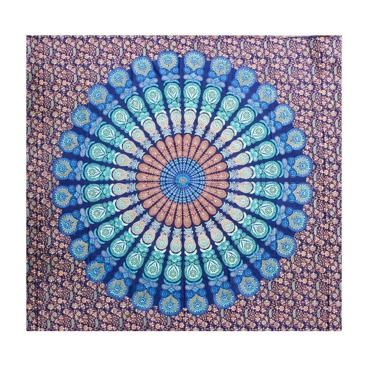 “Blue Mandala” cotton wall hanging for wholesale by KARMA YOGA SHOP