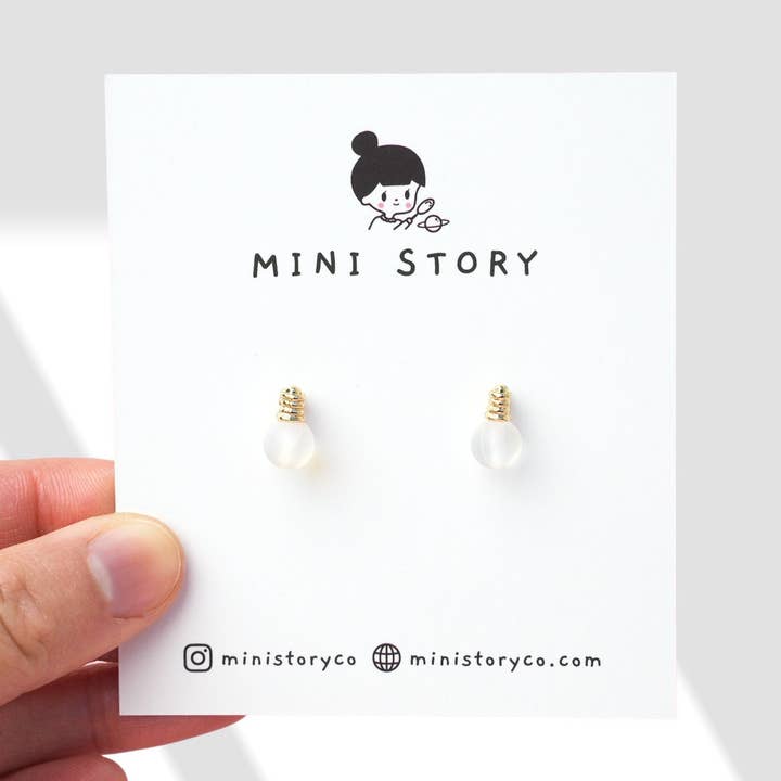 Gold Light Bulb Stud Earrings for wholesale by Mini Story Co