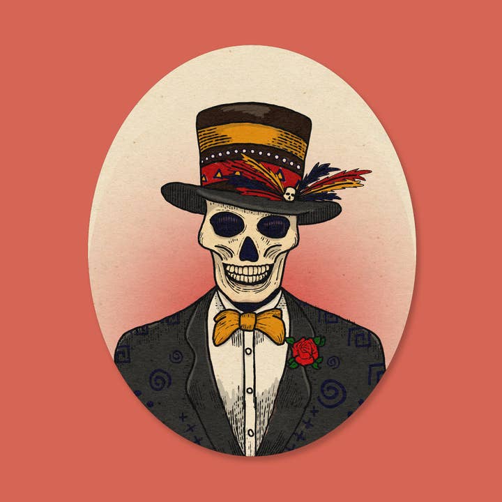 Voodoo Skeleton – 3" Vinyl Sticker for wholesale by dash&doodle