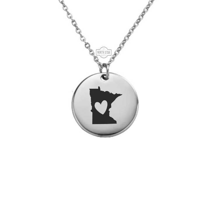 Minnesota State Outline Charm Necklace - Personalized Gift for wholesale by North Star Rustics Too