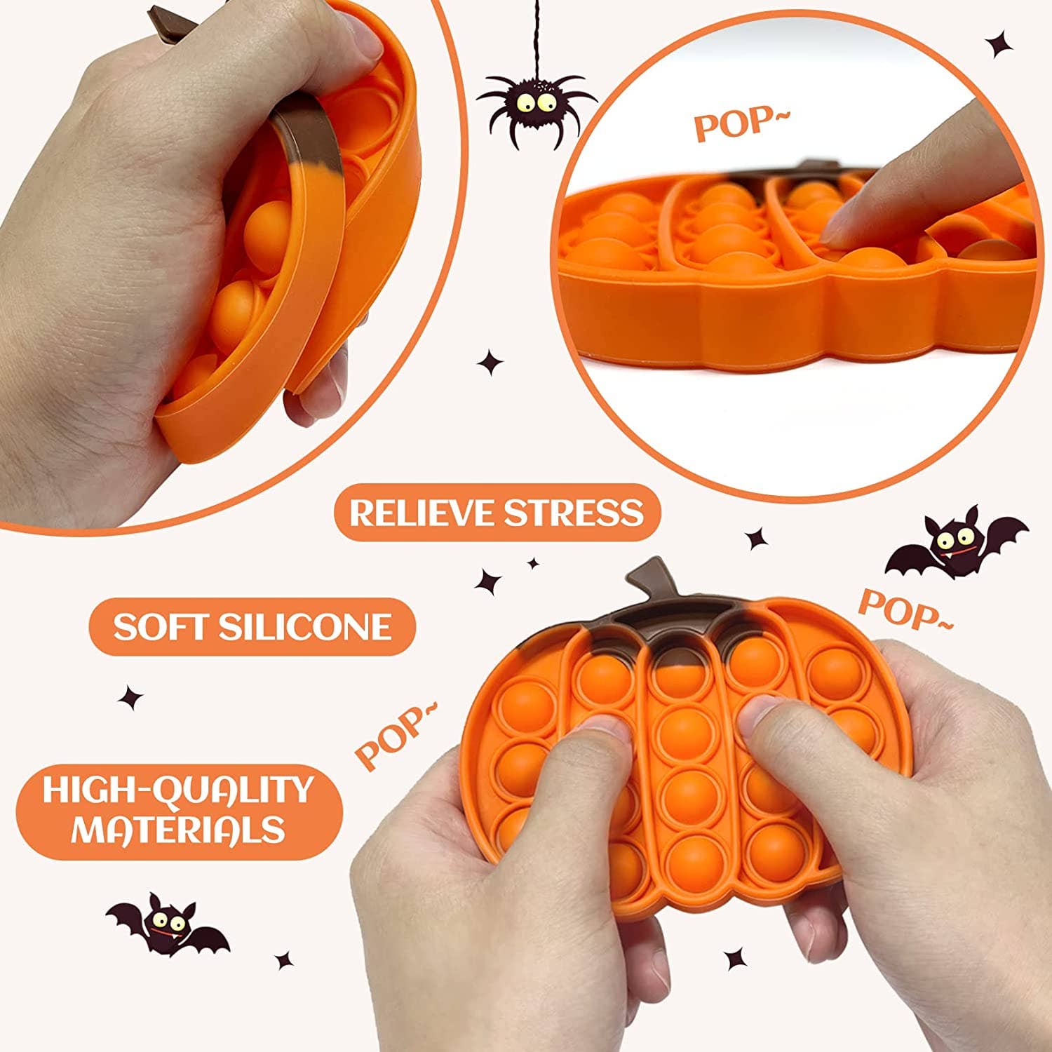 JSBlueRidge Toys - Vente Fidget/jouet anti-stress – enfant - Jouet Sensoriel Pop It Citrouille pour Enfants - Assorti7