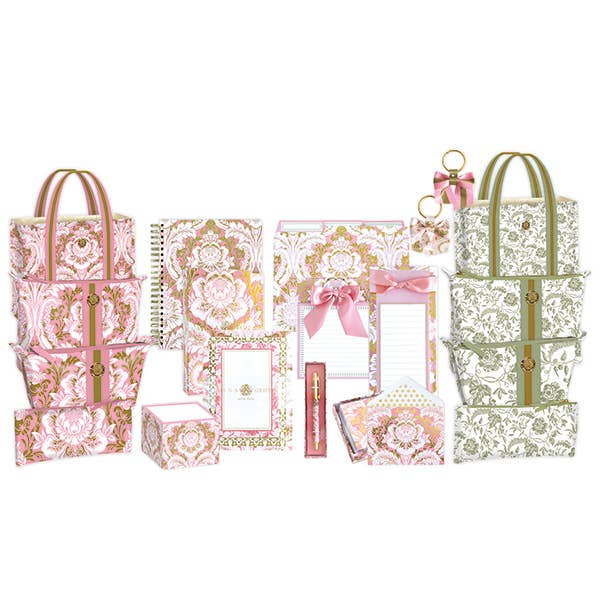 Lyserød Damask & Klatrerose Papirvarer og Stofpakke for engroshandel hos Anna Griffin Inc