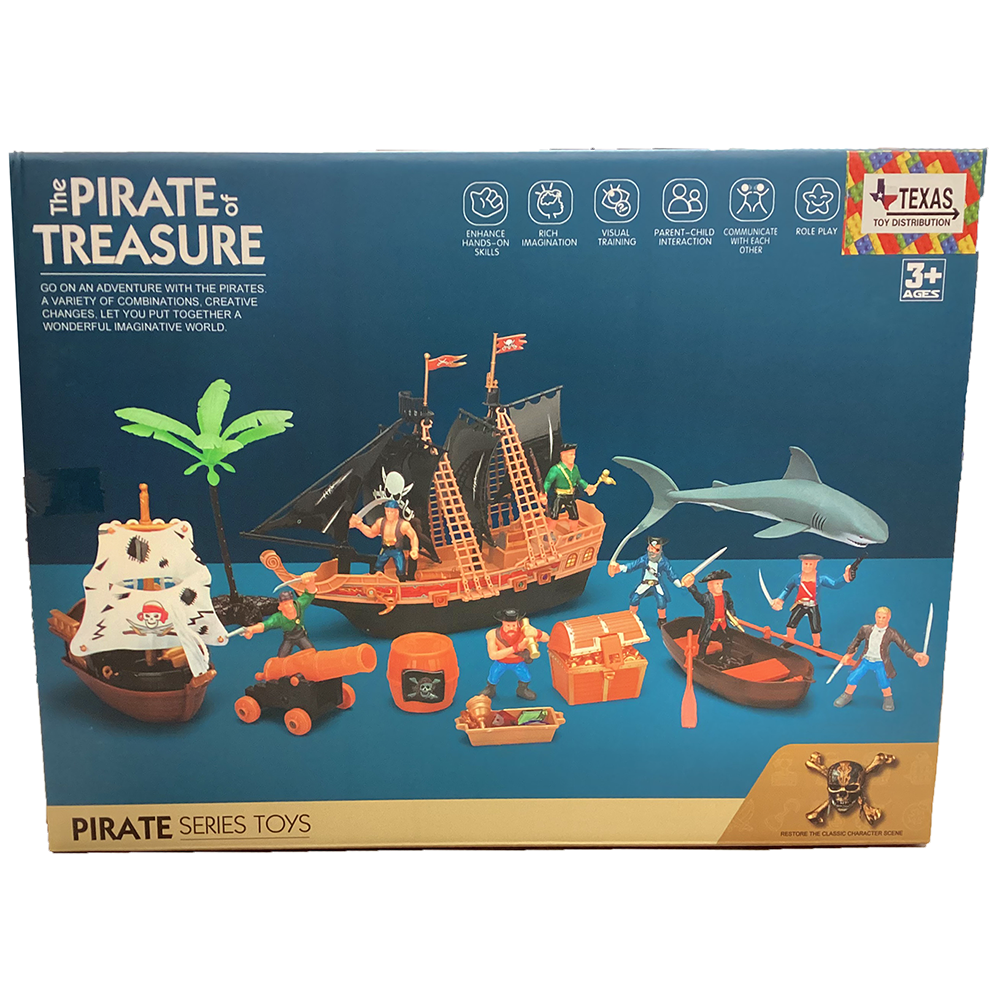 Texas Toy Distribution - Wholesale Toy Set - Kids - Pirate Treasure Play Set with Figures, Ships and Accessories0