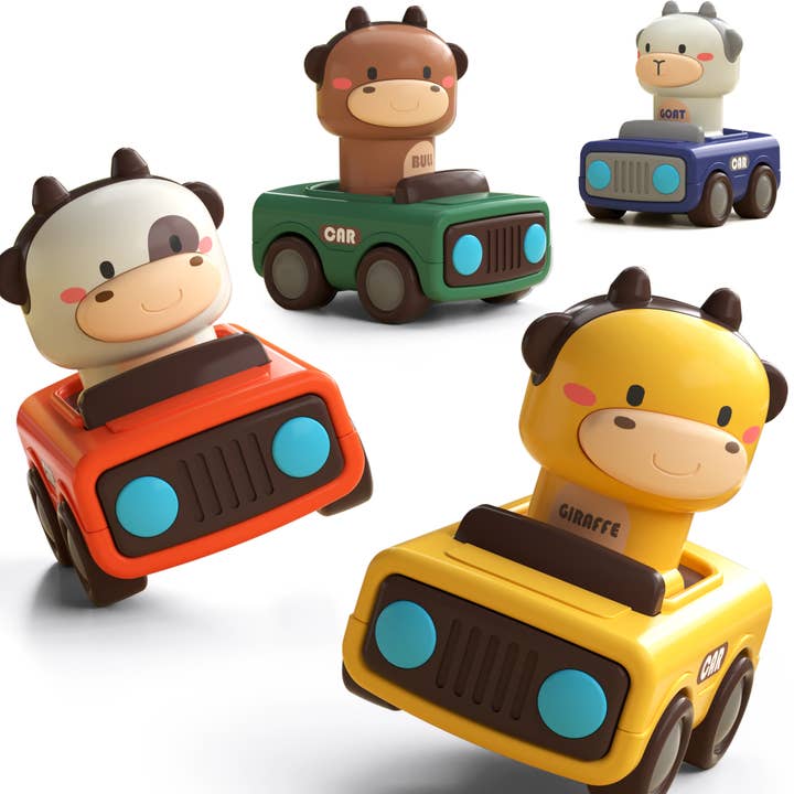 Press and Go Animal Racing Cars for Kids- 12 Unit PDQ for wholesale by iPlay iLearn