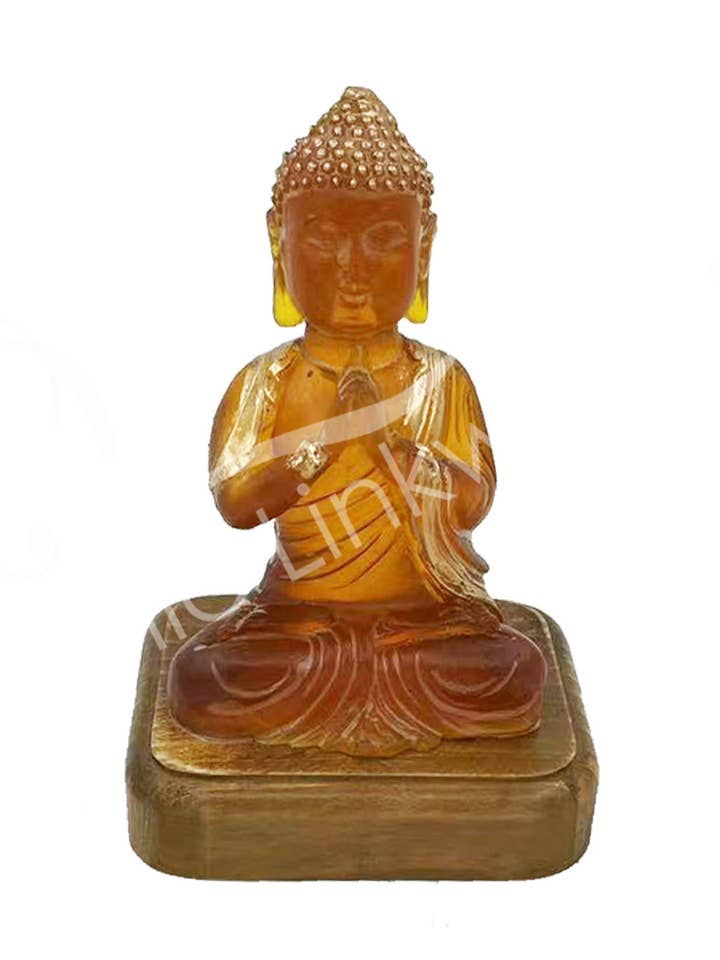 STATUE - LAMPE LED AMBRE DE BOUDDHA DE 3,90 POUCES DE LARGEUR X 3,55 POUCES DE PROFONDEUR X 5,90 POUCES DE HAUTEUR pour la vente par Oceanic Linkways Inc