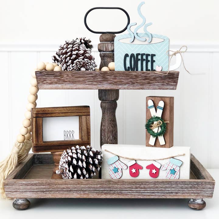Foundations Decor - Wholesale Decorative Tray - Foundations Decor Tiered Tray-Antique Finish, Rectngl 15.75"