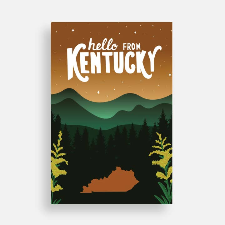 'Kentucky Sunset' Mountains, Soft Touch, Postcard, 4x6in for wholesale by Jessica Holly Creative