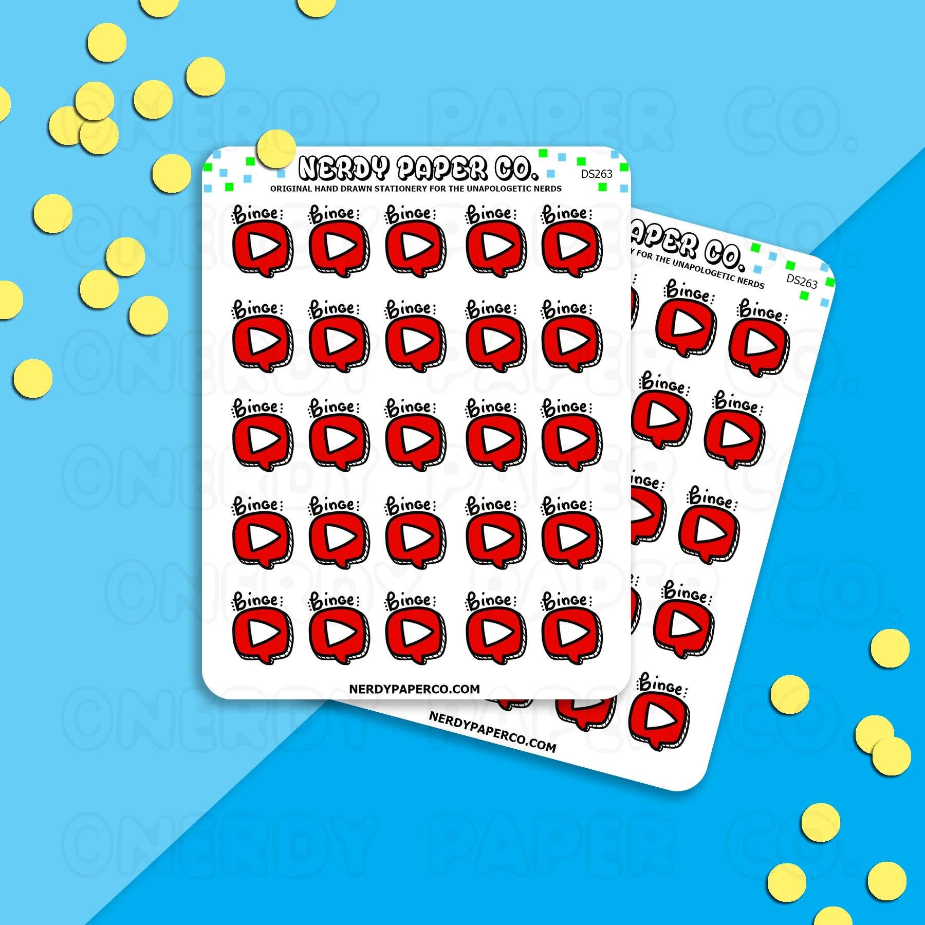 NERDY PAPER CO. - Wholesale Sticker - VIDEO BINGE - Hand Drawn Planner Stickers - DS2630