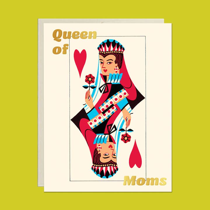 Queen of Moms Vintage Playing Card – Foil Mother’s Day Card for wholesale by Lucky Goods Paper