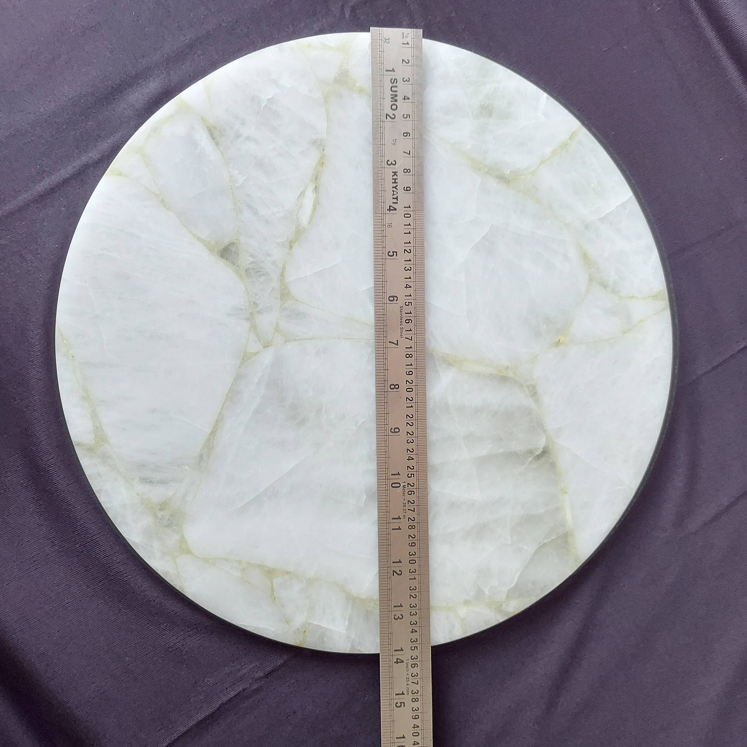 Serein Wellness - Wholesale Decoratief dienblad - dienblad van kristalagaat, 14" rond natuurlijk kristalkwartskartbord3