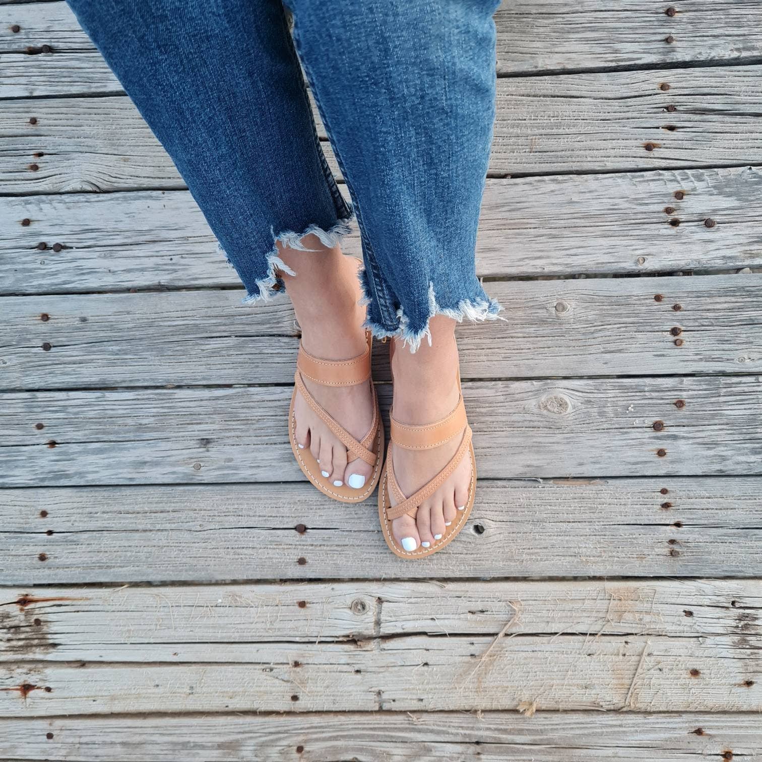 Madammeshushu - Vente Sandales – femme - Sandales en cuir grec pour femmes, Tongs Sandales3