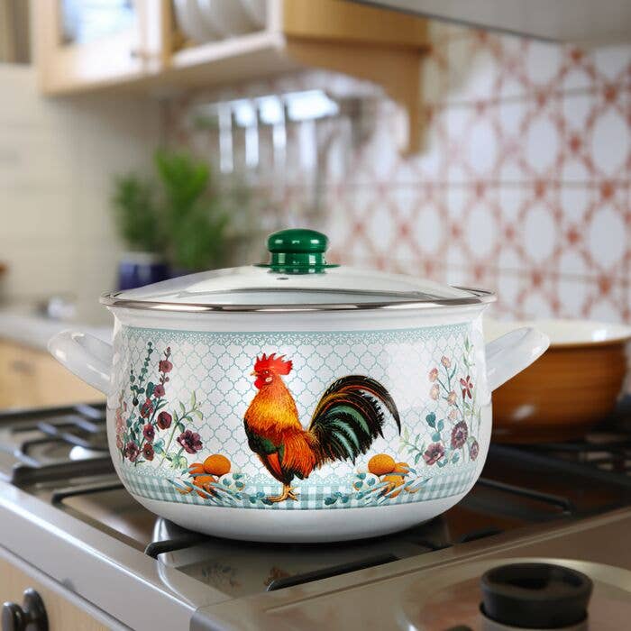 STP - Wholesale Cooking Pot - Golden Rooster Belly Deep Stock Pot with Glass Lid1