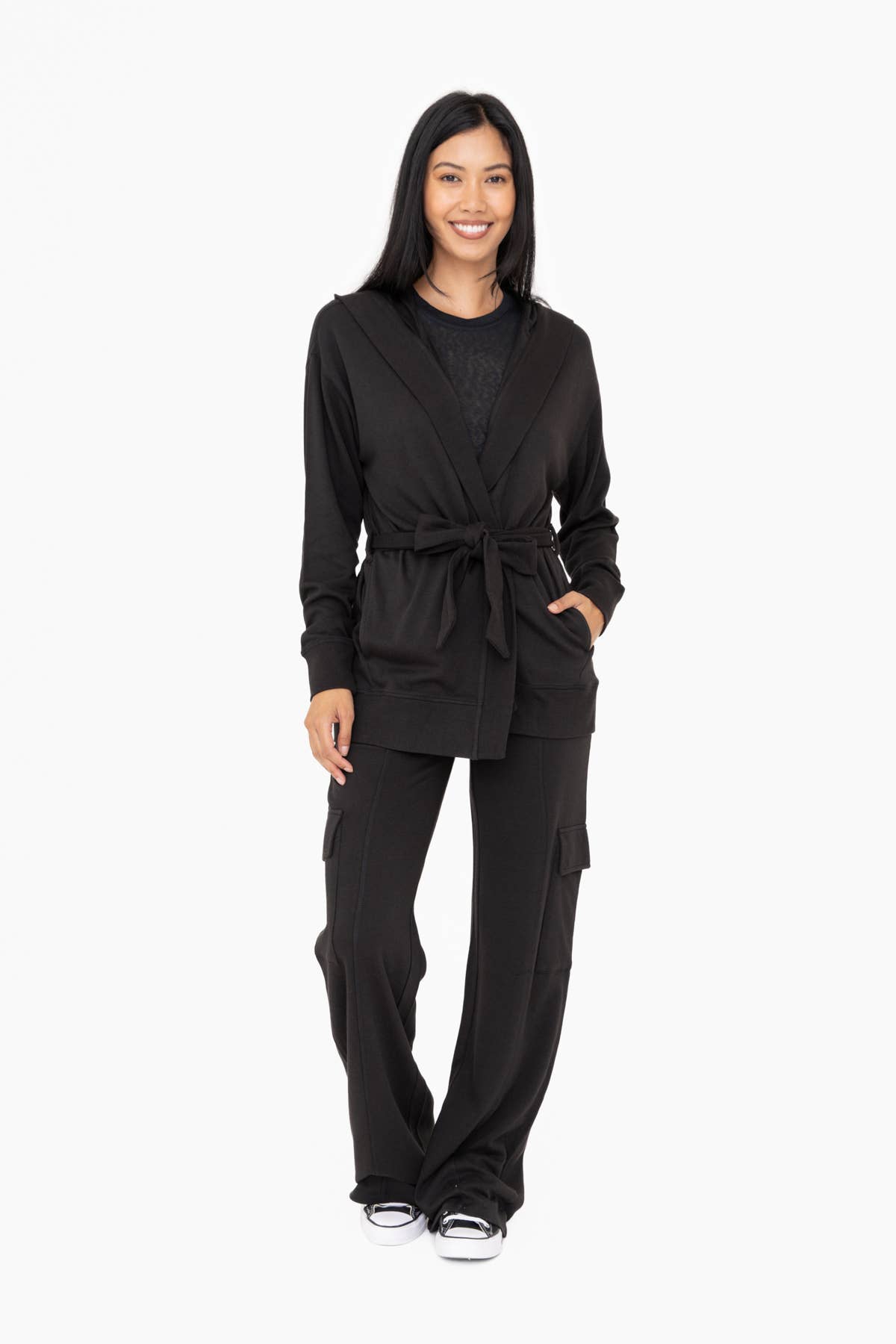 Mono B - Venta al por mayor Cárdigan - Mujer - VERDE - Cárdigan cruzado en mezcla de algodón orgánico7