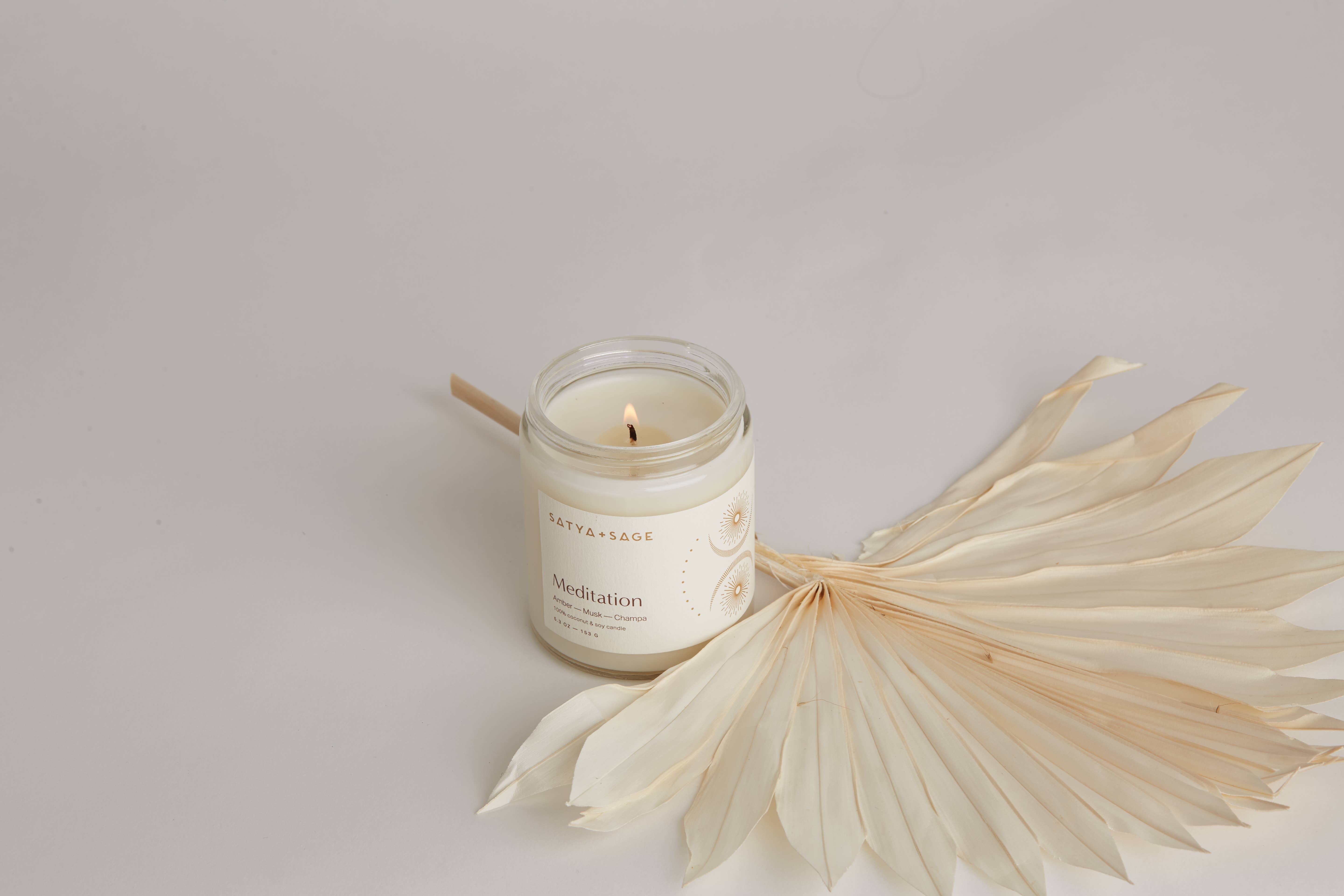 Satya + Sage - Wholesale Jar/Filled Candle - 5oz. Meditation Candle1