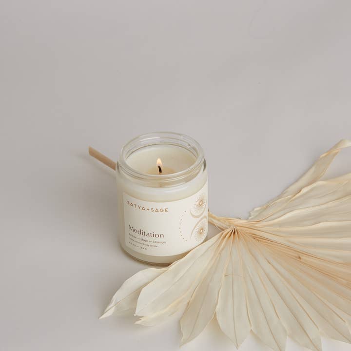Satya + Sage - Wholesale Jar/Filled Candle - 5oz. Meditation Candle1