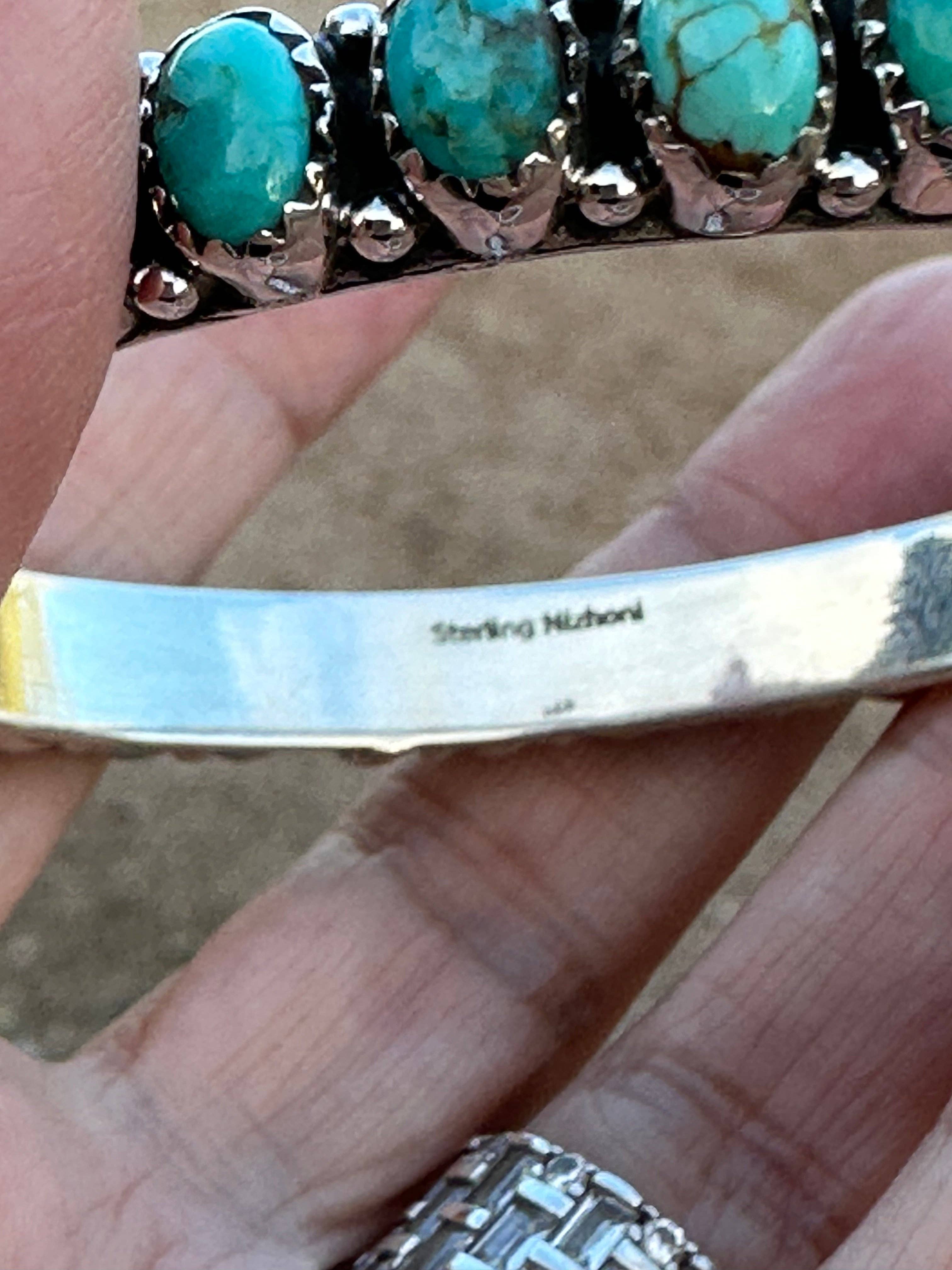 Nizhonitradersllc – Engroshandel Armbånd – Håndlavet Royston Turkis & Sterlingsølv Armbånd 7,5 tommer6