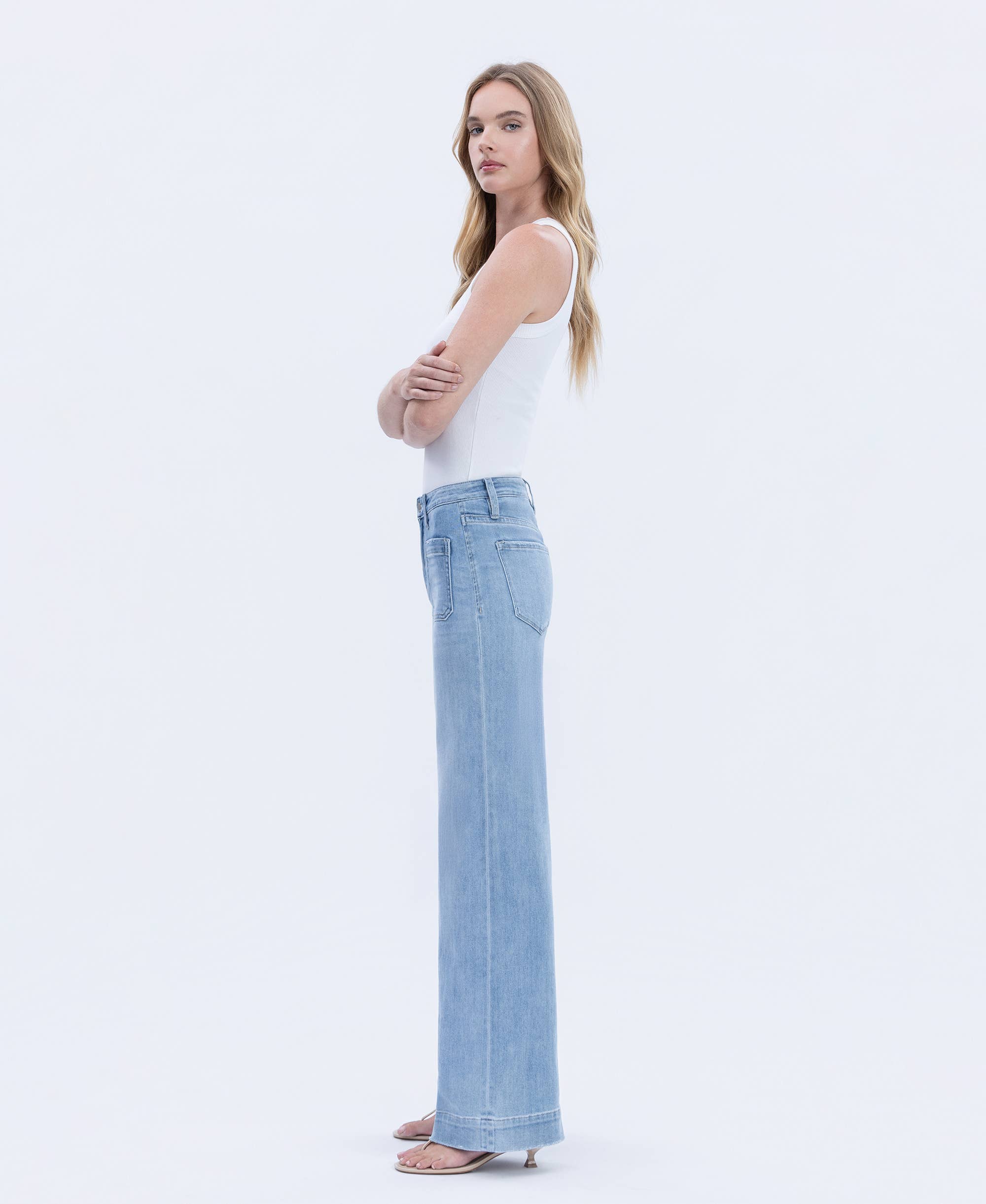 DIGNITY HIGH RISE WIDE TROUSER JEANS F5764N for wholesale on Faire5
