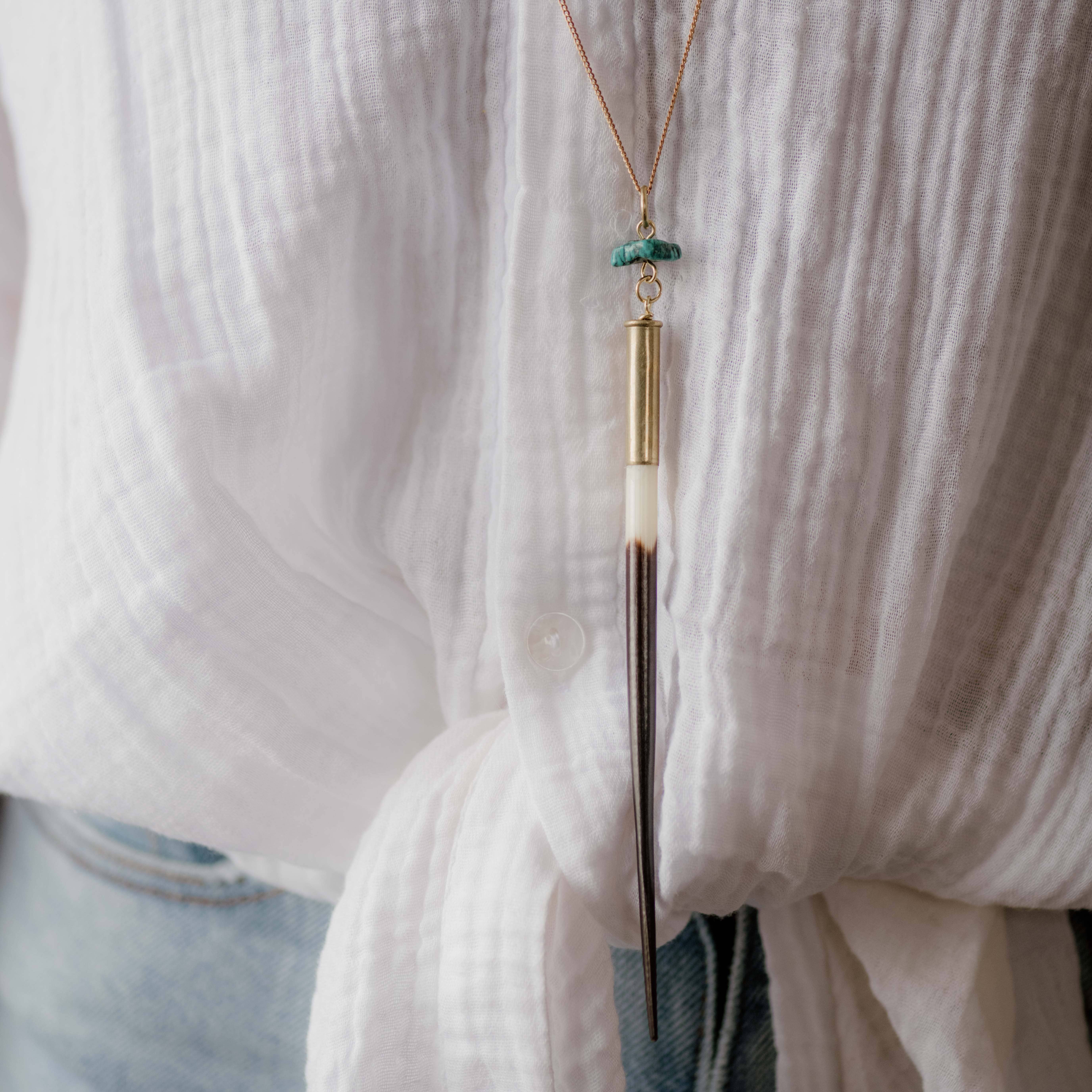 Commonform - Wholesale Pendant/Charm Necklace - Yellowstone Beth Dutton Quill Necklace // Turquoise // 32"3