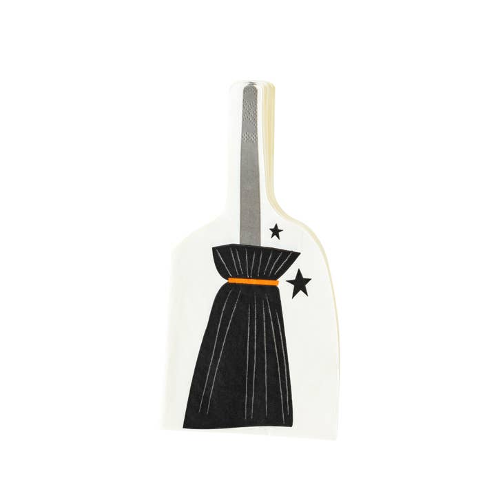 WHH1039 - Witching Hour Broom Shaped Paper Dinner Napkin for wholesale by My Mind’s Eye