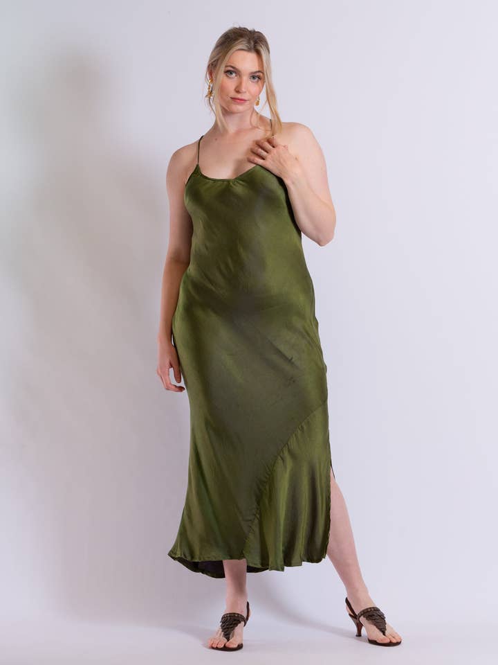 TABOO FASHION - Wholesale Dress – Women's - Amy Low Back Dress Dark Olive3