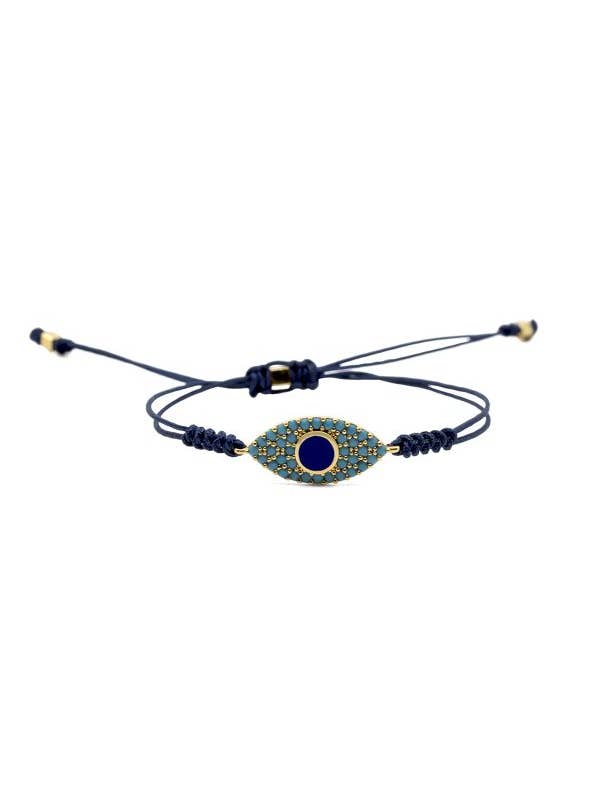 Braccialetto Pull Cord Evil Eye, braccialetto in zirconia cubica blu per la vendita all'ingrosso da parte di Atelier Petites Pierres
