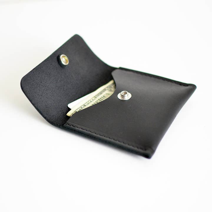 Mini Wallet Card Holder - Black Leather for wholesale by Moss Bags