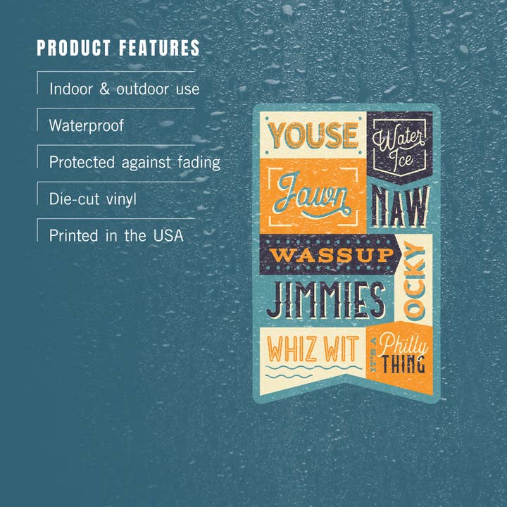 Lantern Press - Wholesale Sticker - STICKER Philadelphia ,PA Local Lingo Word Collage3