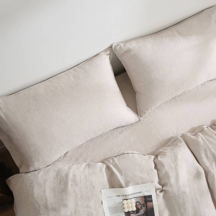 Triton Linen – wholesale Bedding pillowcase/sham – 100% Pure French Linen Pillowcase Set (Set of 2) - Natural1