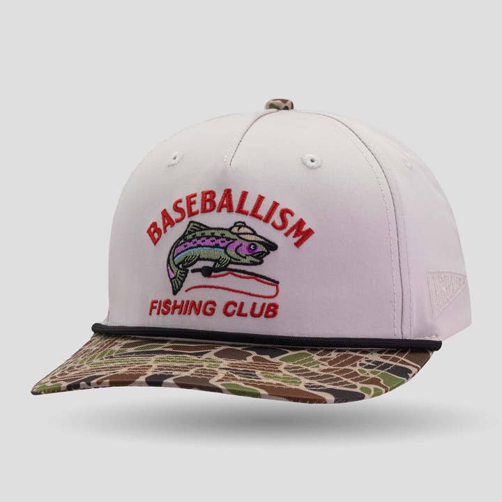 Baseballism - Wholesale Baseball Cap - Unisex - Fishing Club Angler Five Panel Rope Cap - Camo