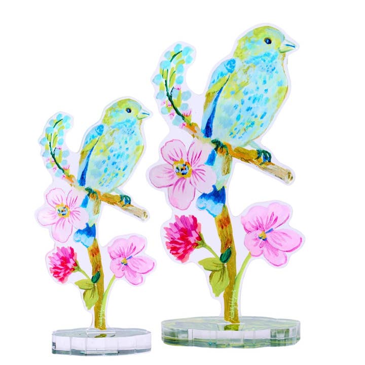 Indigo Bunting with Clover | 0.25in. Acrylic Floral for wholesale by Kimberly Hodges