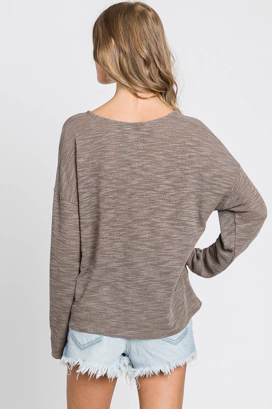 Final Touch - Wholesale Knit Top - Women's - V-Neck Knit Long Sleeve Top - T310449