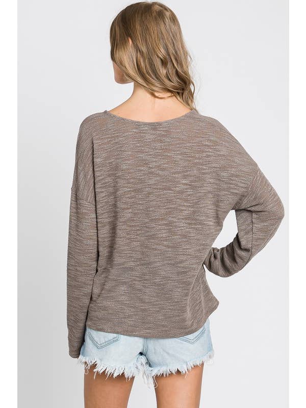 Final Touch - Wholesale Knit Top - Women's - V-Neck Knit Long Sleeve Top - T310449