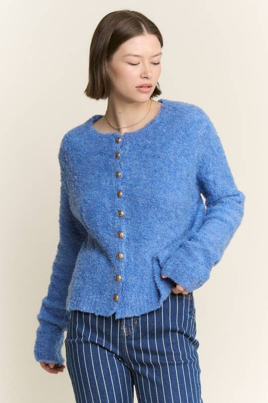 JADE BY JANE - Venta al por mayor Cárdigan - Mujer - CÁRDIGAN DE PUNTO LISO TALLA GRANDE CON BOTONES Y CUELLO REDONDO3