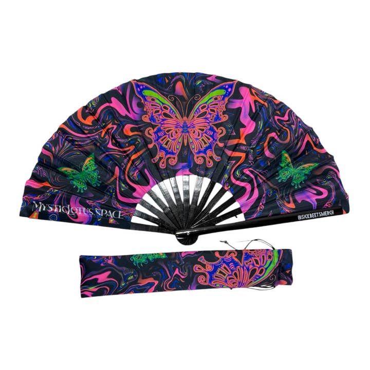 Sick Beets Merch - Wholesale Belt Bag - Unisex - Butterfly UV Reactive Fan w Matching Bag Festival Accessory