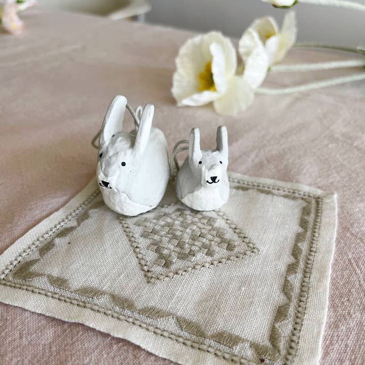 Handcrafted Hanging Rabbits – Light Grey, Set of 2 for wholesale by XO Handcraft
