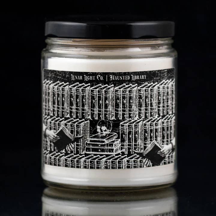 Haunted Library Goth Bookish Dark Academia Scented Candle for wholesale by Lunar Light Co.