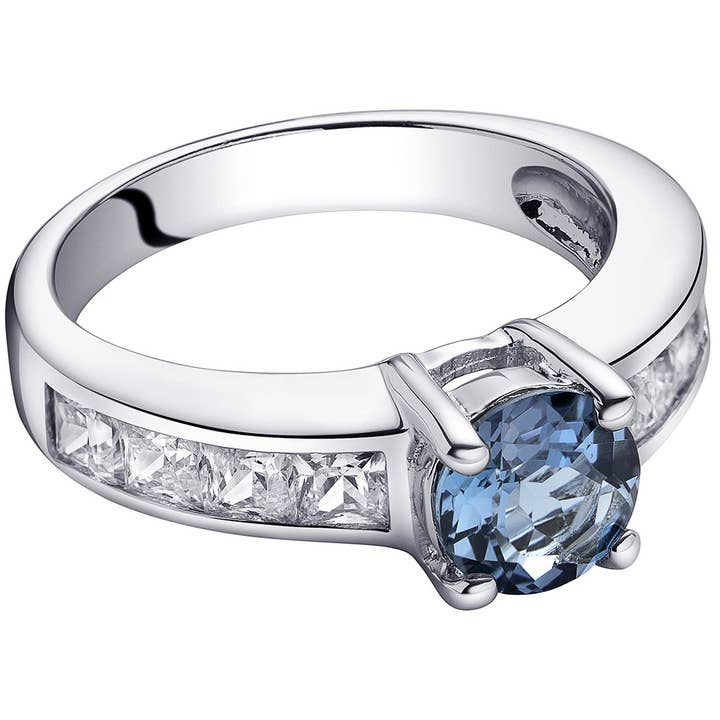 Peliani - Wholesale Engagement Ring - London Blue Topaz Round Cut Sterling Silver Ring Size 61