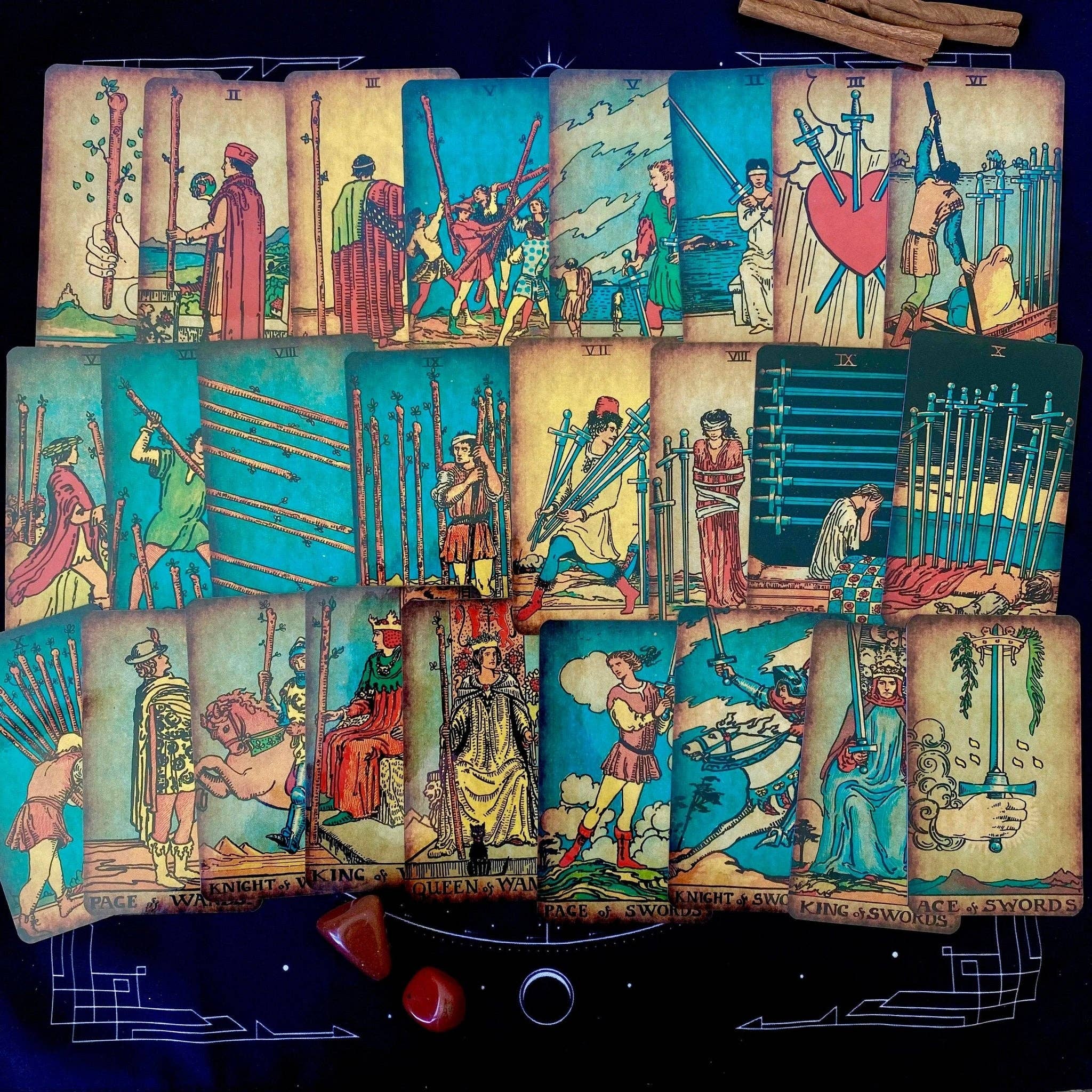 DarkForestLTD - Vente Cartes de tarot - Jeu de tarot vintage sans bordure The Rider Waite6