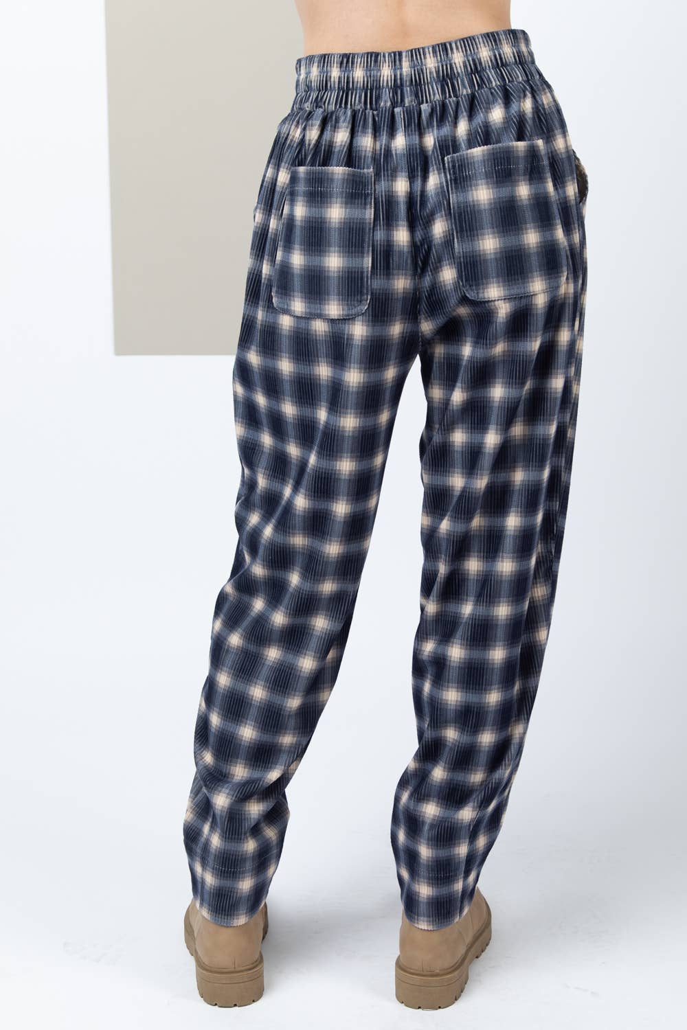 VERY J - Wholesale Pants - Women's - NP70310-Corduroy Flannel Plaid Cozy Comfy Pants8