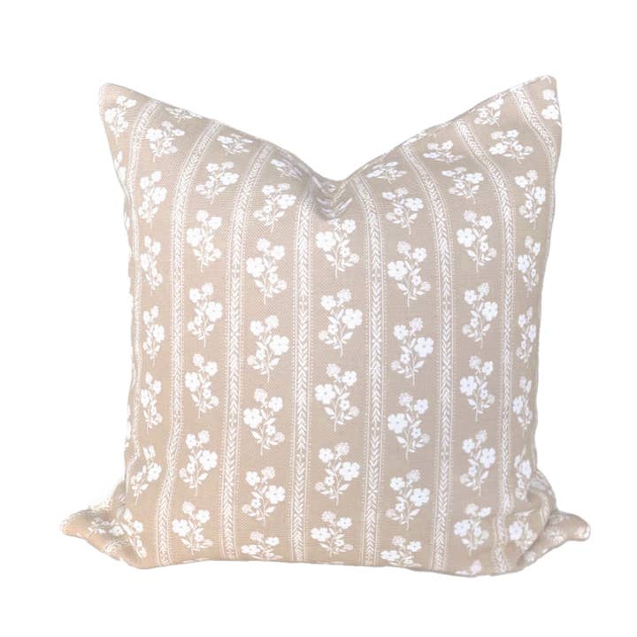 Hollyhock Floral Pillow in Natural for wholesale by Brooke and Lou