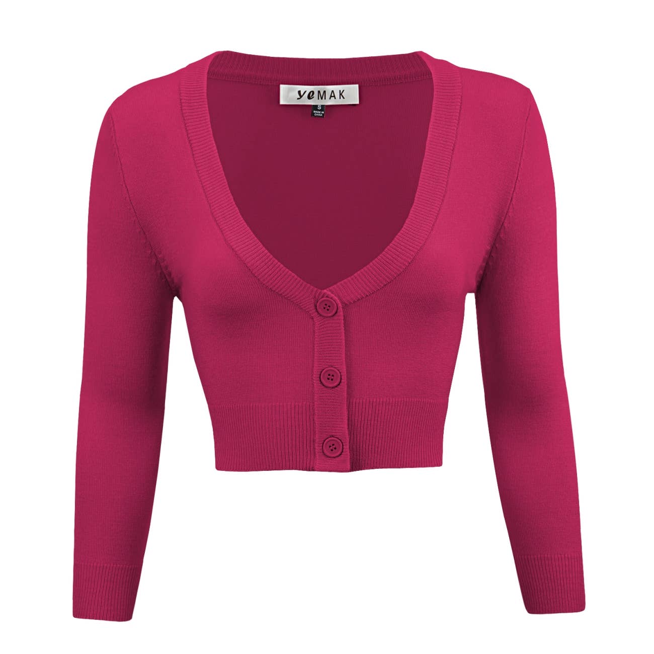 Mak - Wholesale Cardigan - Women's - Cropped Bolero 3/4 Sleeve V-Neck PLUS size Cardigan CO129PL63