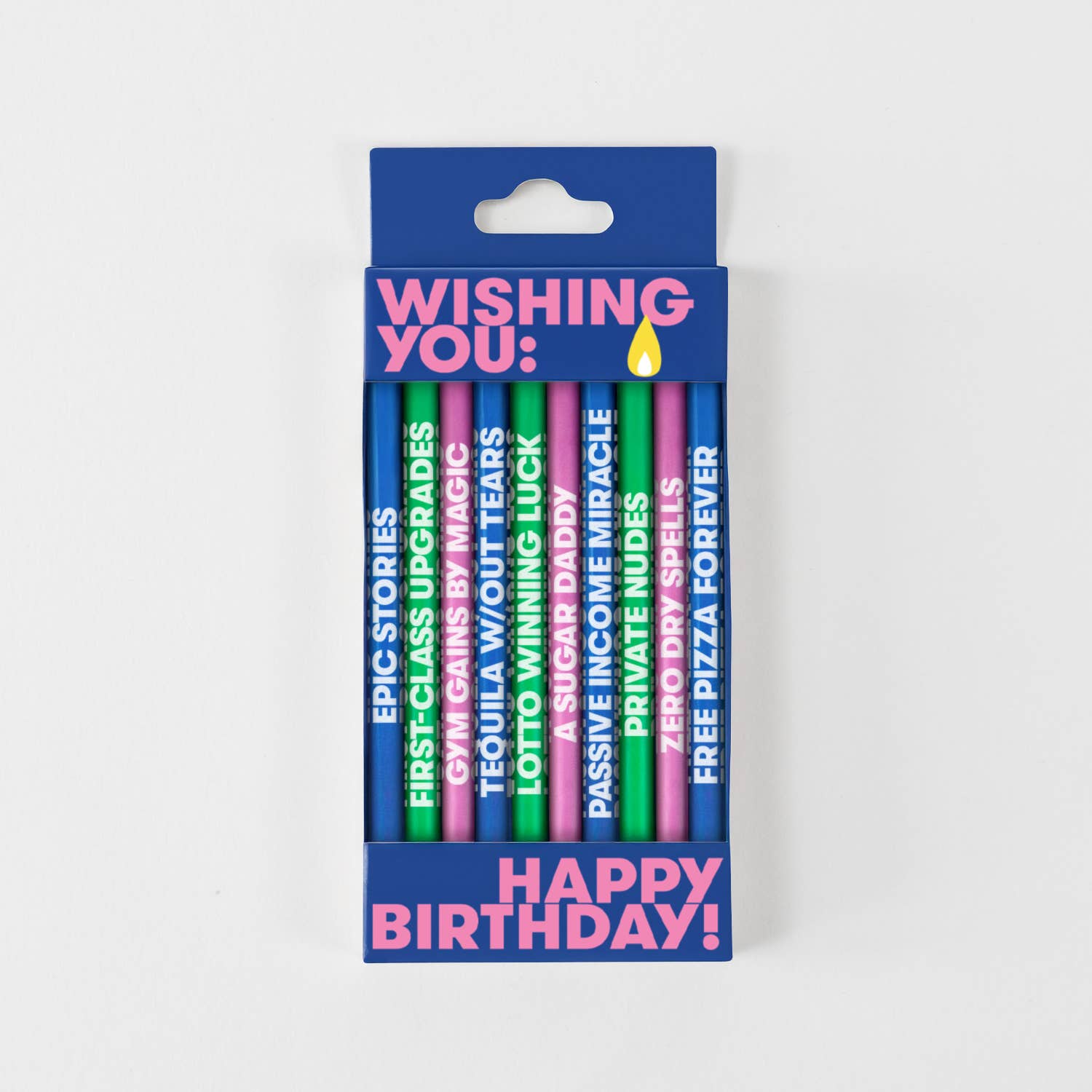 54 Celsius - Wholesale Cake Candle - Wishing You: Cheeky Edition - Long Birthday Candles, 10 Pack1