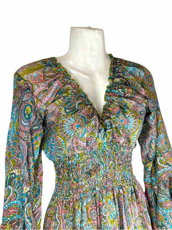 Multicolored Handmade Dress for Women Indian Silk with Ruffles for wholesale on Faire2